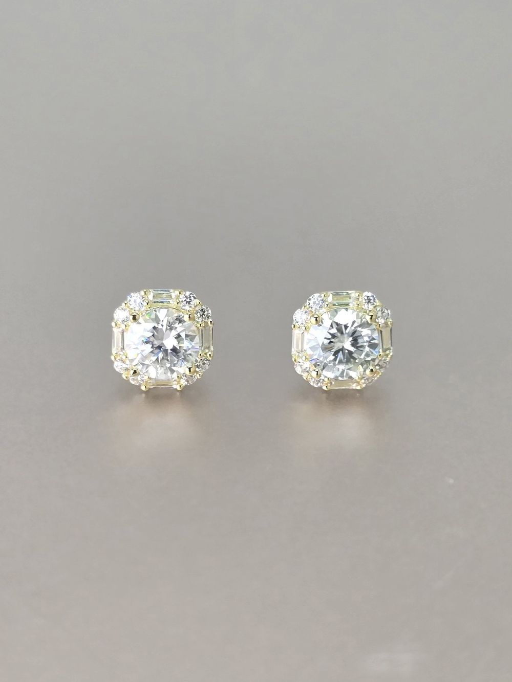 14k Gold-Filled Halo 1.0ctw Round Moissanite Stud Earrings